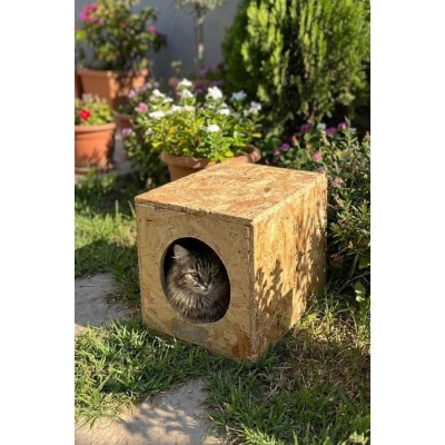 34x27x24 Cm Kedi Evi Dış Ortam Uygun Ahşap Kedi Evi Osb Sokak Hayvanları Için (DEMONTE GÖNDERİLİR)