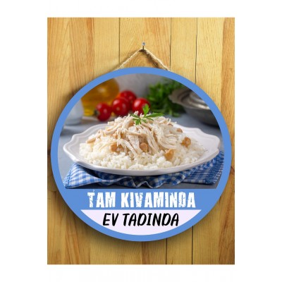 Cafeler Tavuk Pilavcılar İçin Tavuklu Pilav Duvar Kapı Tablo Ahşap Askılı Pano Tabela