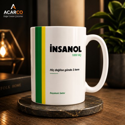 İnsanol İlaç Baskılı Kupa Bardak - Komik Yazılı Kupa Bardak